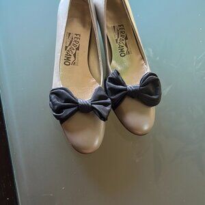 Salvatore Ferragamo Balletto Metalic Taupe - Size 6AAAA